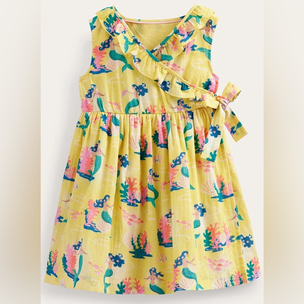 Mini Boden Yellow Mermaid Wrap Dress 5/6
